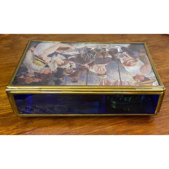 Vintage Enesco Glass Music Box " That's What Friends Are For" Sankyo Japan Works - Picture 3 of 12